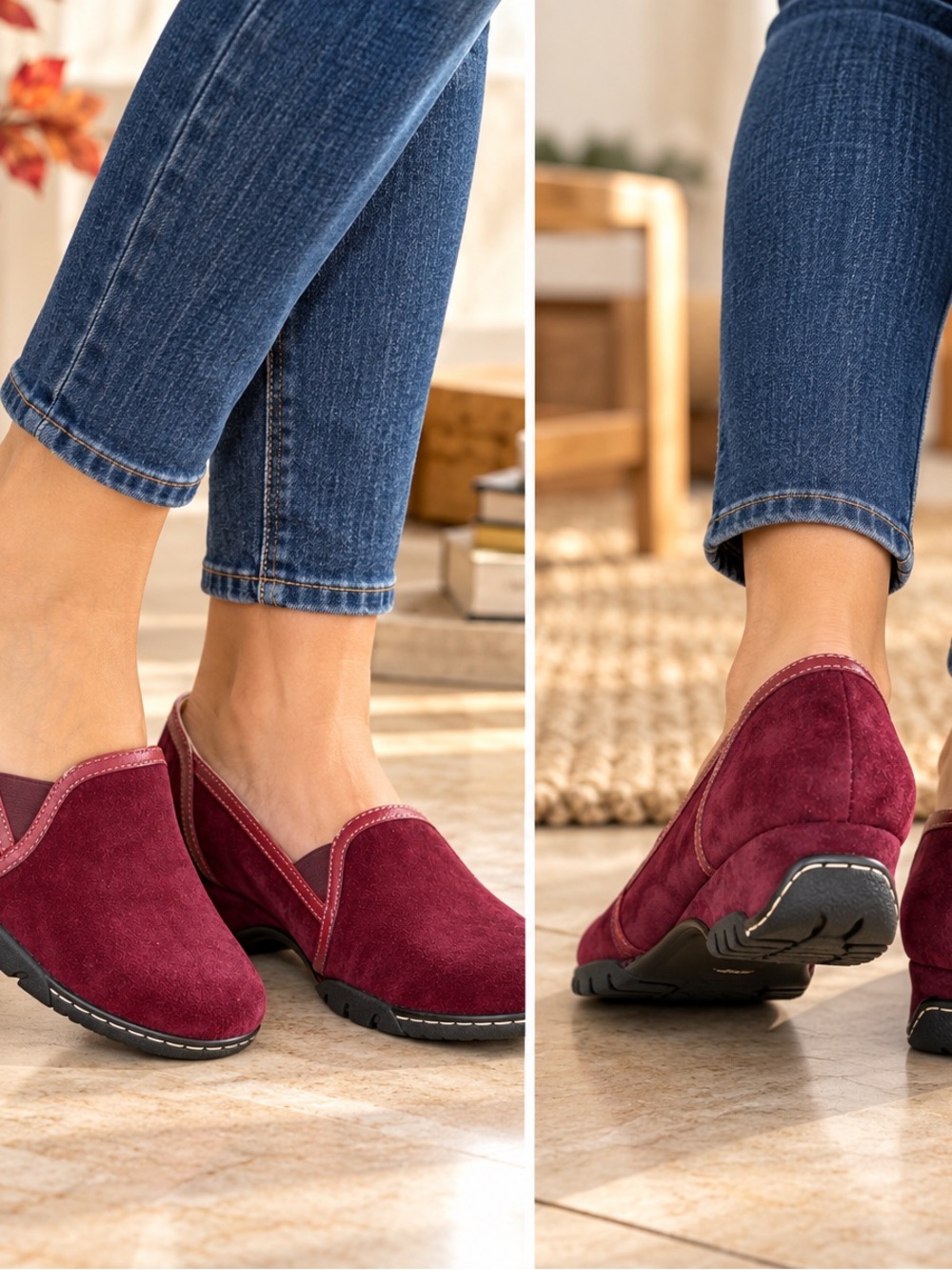 Söfft Burgundy Suede Slip-On Loafers Women’s Size 9.5 Wide